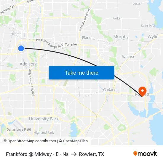 Frankford @ Midway - E - Ns to Rowlett, TX map