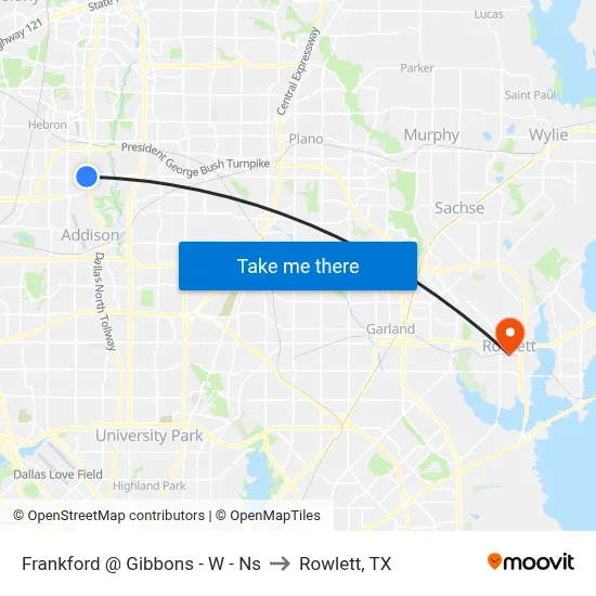 Frankford @ Gibbons - W - Ns to Rowlett, TX map