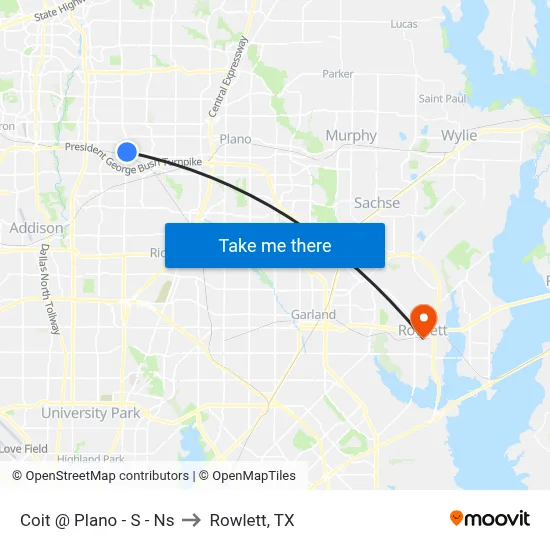 Coit @ Plano - S - Ns to Rowlett, TX map