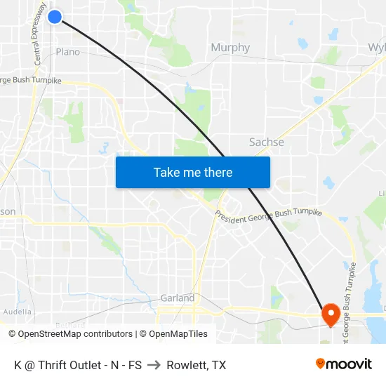 K @ Thrift Outlet - N - FS to Rowlett, TX map