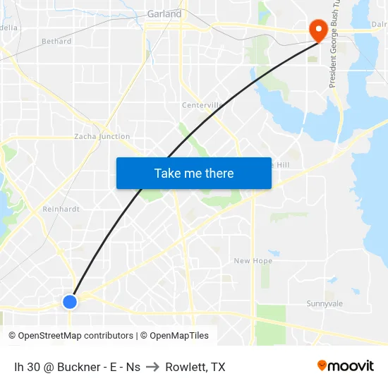 Ih 30 @ Buckner - E - Ns to Rowlett, TX map