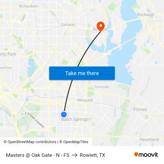 Masters @ Oak Gate - N - FS to Rowlett, TX map
