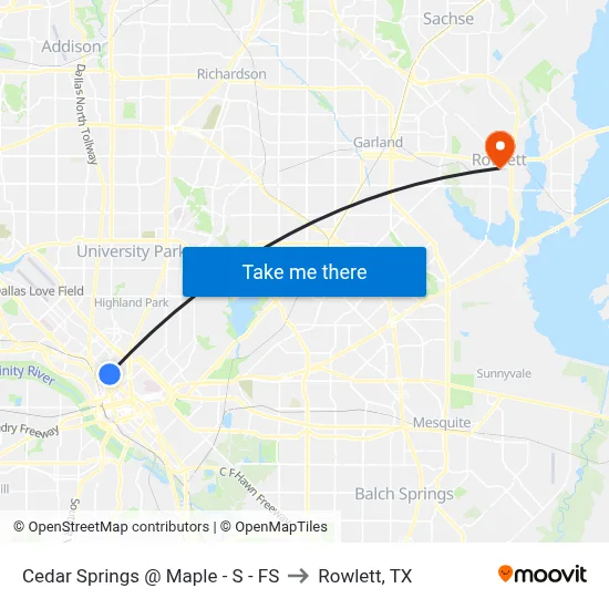 Cedar Springs @ Maple - S - FS to Rowlett, TX map