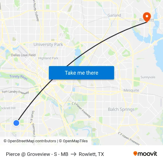 Pierce @ Groveview - S - MB to Rowlett, TX map