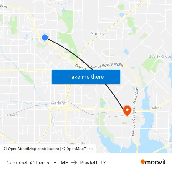Campbell @ Ferris - E - MB to Rowlett, TX map