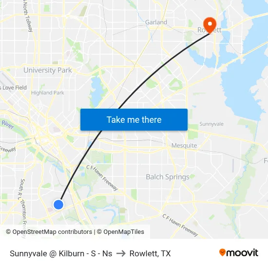 Sunnyvale @ Kilburn - S - Ns to Rowlett, TX map