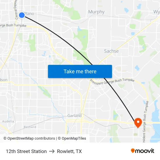 12th Street Station to Rowlett, TX map
