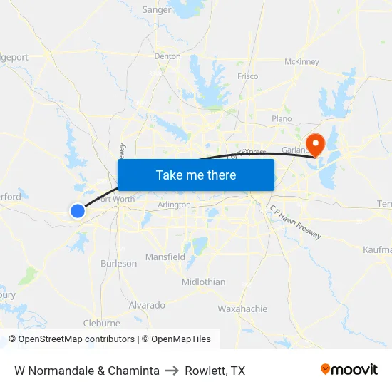 W Normandale & Chaminta to Rowlett, TX map