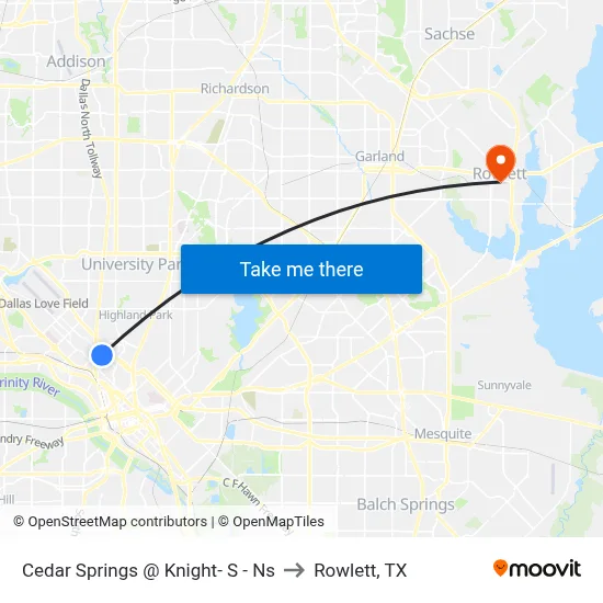 Cedar Springs @ Knight- S - Ns to Rowlett, TX map