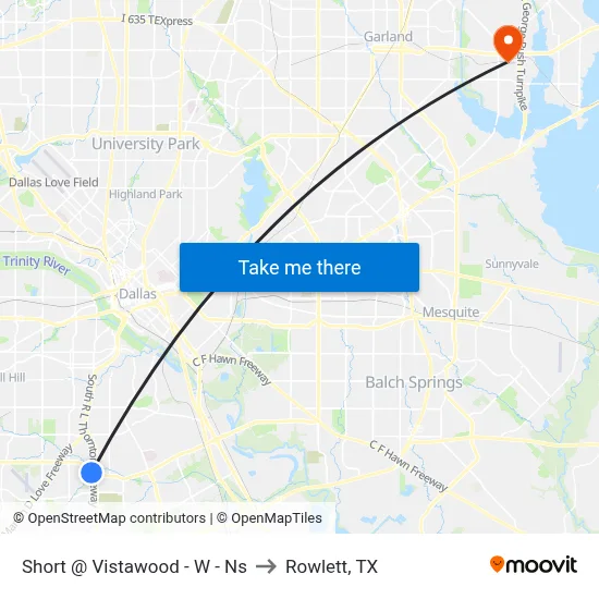 Short @ Vistawood - W - Ns to Rowlett, TX map