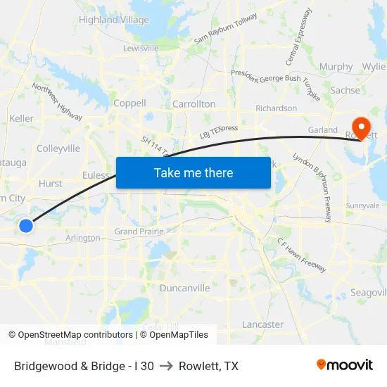 Bridgewood & Bridge - I 30 to Rowlett, TX map