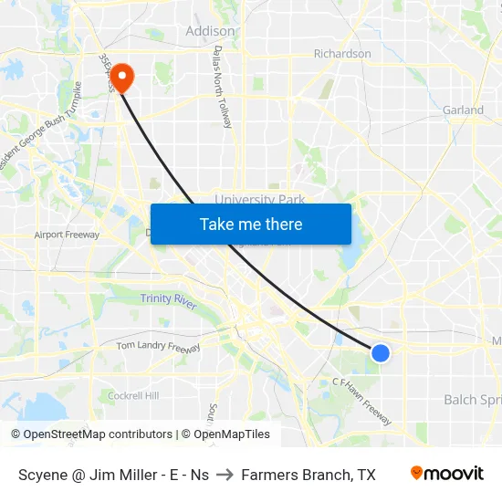 Scyene @ Jim Miller - E - Ns to Farmers Branch, TX map
