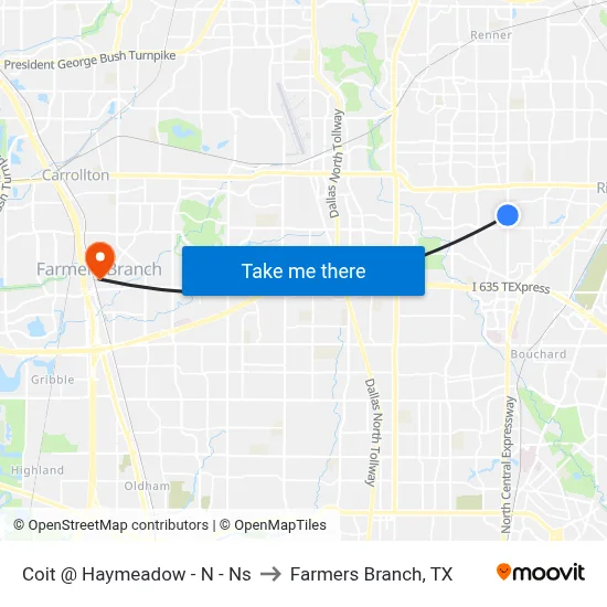 Coit @ Haymeadow - N - Ns to Farmers Branch, TX map