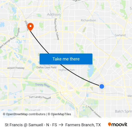 St Francis @ Samuell - N - FS to Farmers Branch, TX map