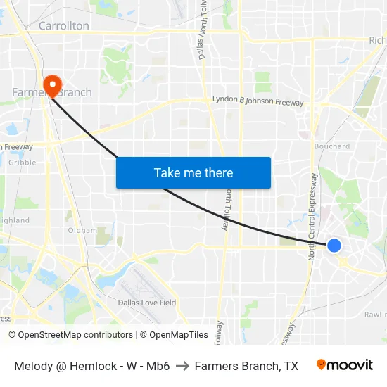 Melody @ Hemlock - W - Mb6 to Farmers Branch, TX map