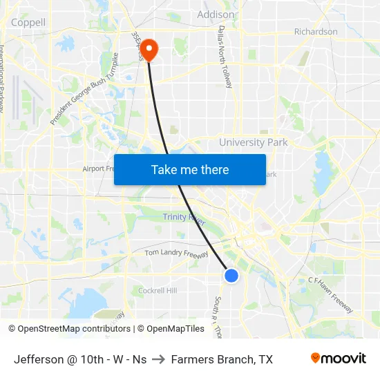 Jefferson @ 10th - W - Ns to Farmers Branch, TX map