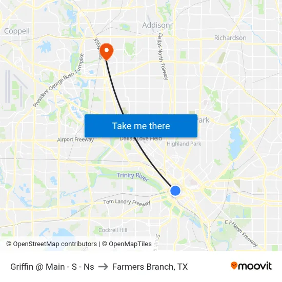 Griffin @ Main - S - Ns to Farmers Branch, TX map