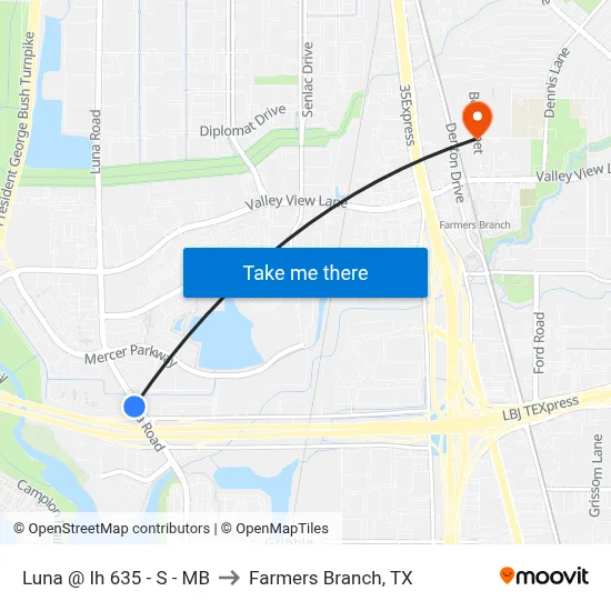 Luna @ Ih 635 - S - MB to Farmers Branch, TX map