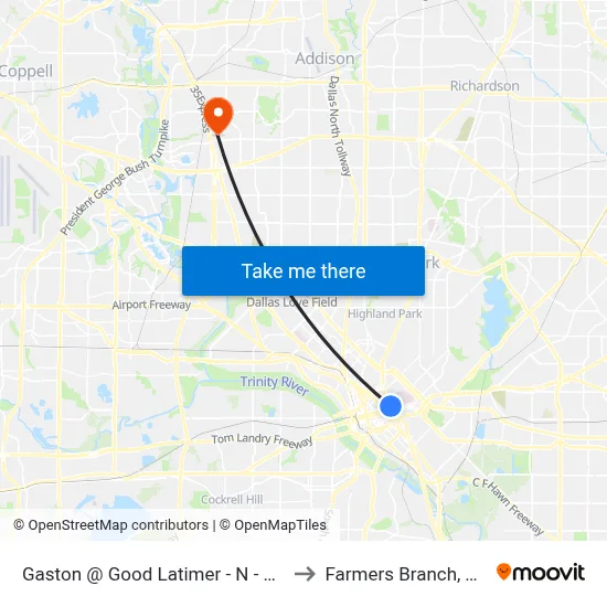 Gaston @ Good Latimer - N - Ns to Farmers Branch, TX map