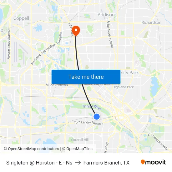Singleton @ Harston - E - Ns to Farmers Branch, TX map