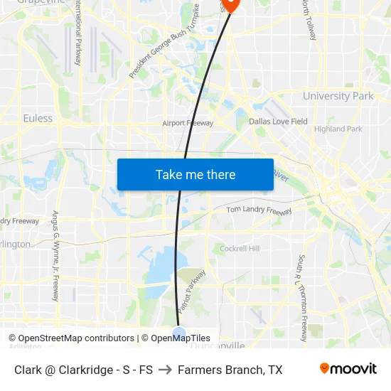 Clark @ Clarkridge - S - FS to Farmers Branch, TX map