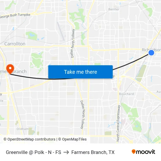 Greenville @ Polk - N - FS to Farmers Branch, TX map