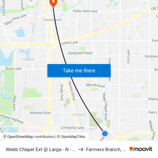Webb Chapel Ext @ Larga - N - Ns to Farmers Branch, TX map