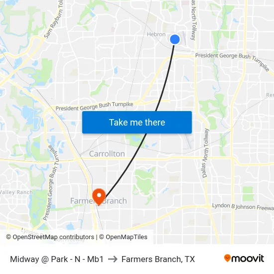 Midway @ Park - N - Mb1 to Farmers Branch, TX map