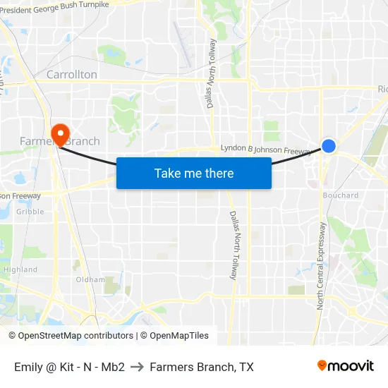 Emily @ Kit - N - Mb2 to Farmers Branch, TX map
