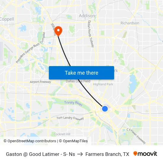 Gaston @ Good Latimer - S- Ns to Farmers Branch, TX map