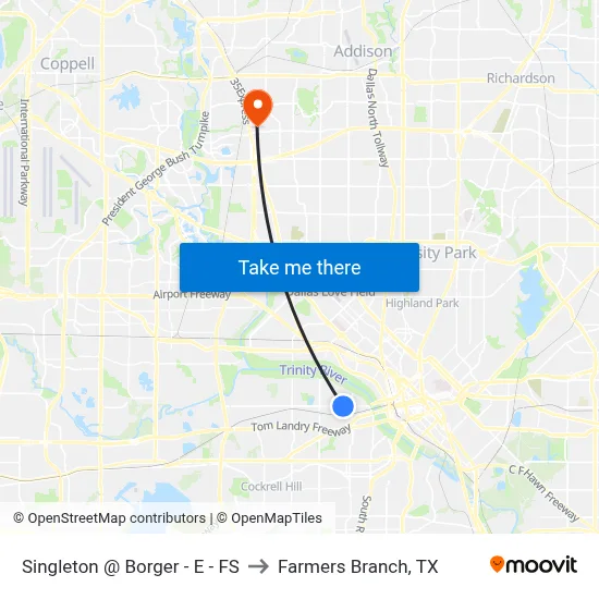 Singleton @ Borger - E - FS to Farmers Branch, TX map