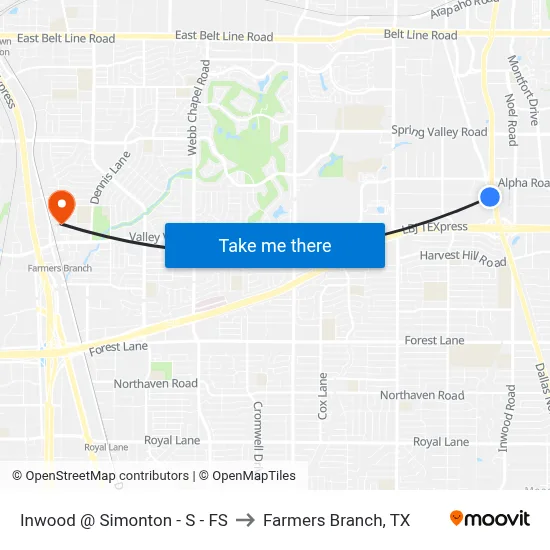 Inwood @ Simonton - S - FS to Farmers Branch, TX map