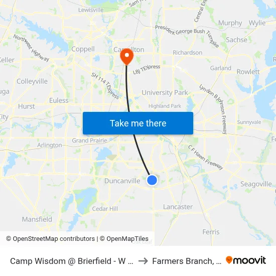 Camp Wisdom @ Brierfield - W - Ns to Farmers Branch, TX map