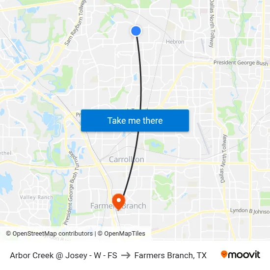 Arbor Creek @ Josey - W - FS to Farmers Branch, TX map