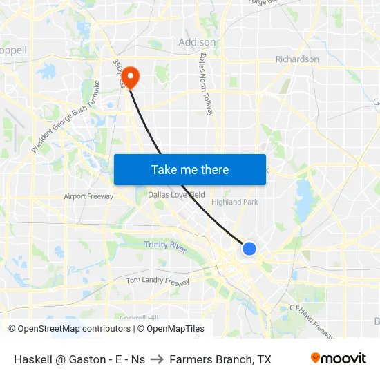 Haskell @ Gaston - E - Ns to Farmers Branch, TX map