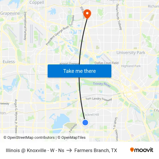 Illinois @ Knoxville - W - Ns to Farmers Branch, TX map
