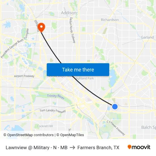 Lawnview @ Military - N - MB to Farmers Branch, TX map