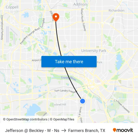 Jefferson @ Beckley - W - Ns to Farmers Branch, TX map