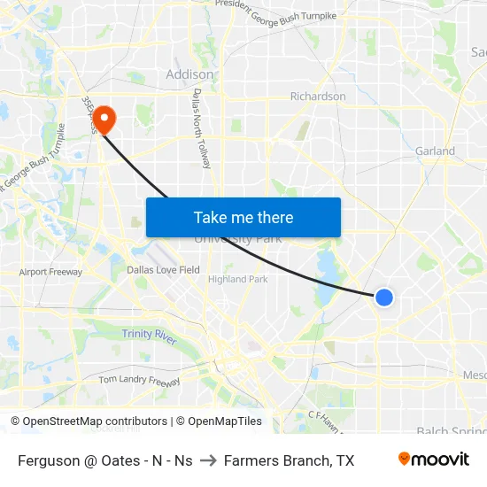 Ferguson @ Oates - N - Ns to Farmers Branch, TX map