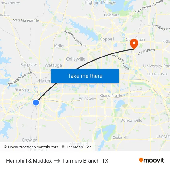 Hemphill & Maddox to Farmers Branch, TX map