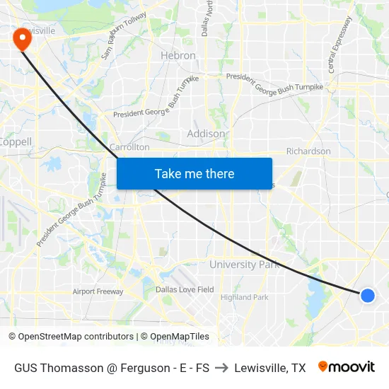 GUS Thomasson @ Ferguson - E - FS to Lewisville, TX map