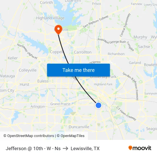 Jefferson @ 10th - W - Ns to Lewisville, TX map
