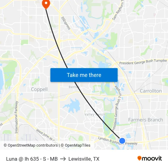Luna @ Ih 635 - S - MB to Lewisville, TX map