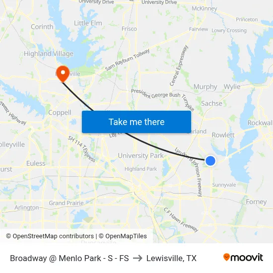 Broadway @ Menlo Park - S - FS to Lewisville, TX map