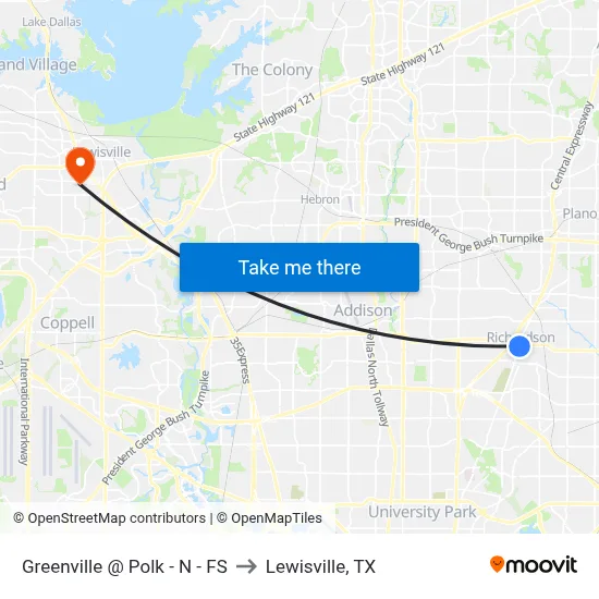 Greenville @ Polk - N - FS to Lewisville, TX map