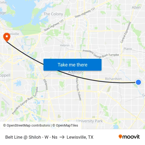 Belt Line @ Shiloh - W - Ns to Lewisville, TX map