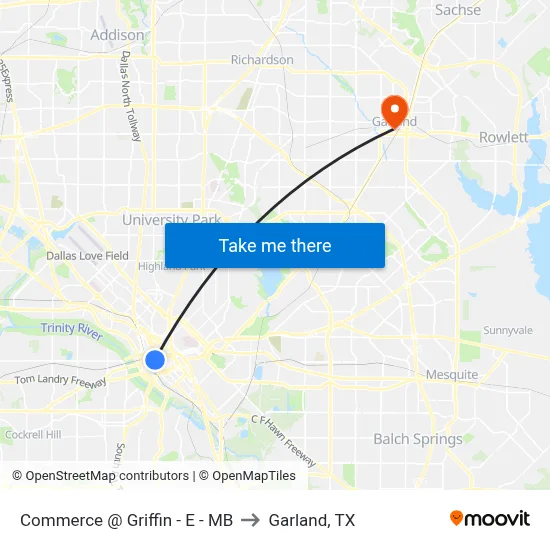 Commerce @ Griffin - E - MB to Garland, TX map