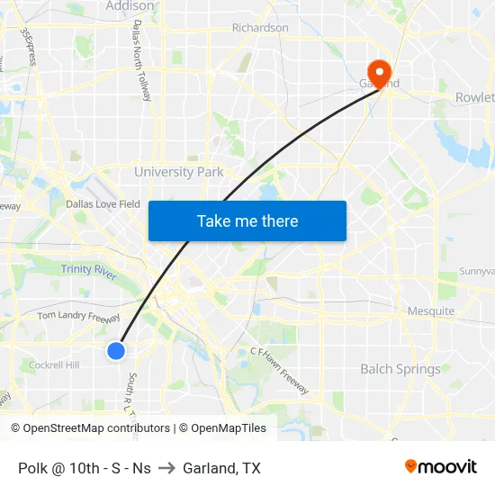 Polk @ 10th - S - Ns to Garland, TX map