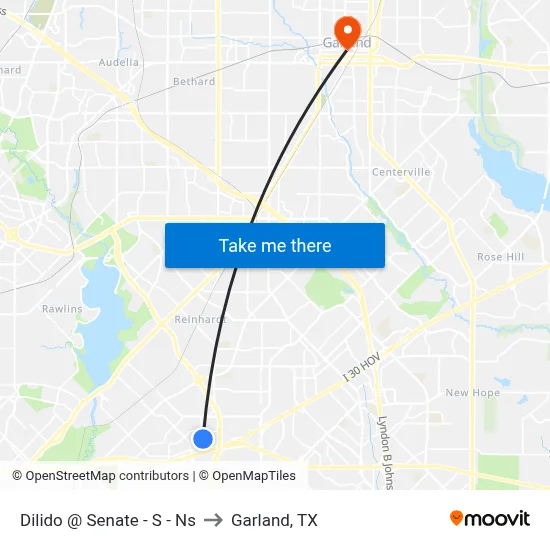 Dilido @ Senate - S - Ns to Garland, TX map