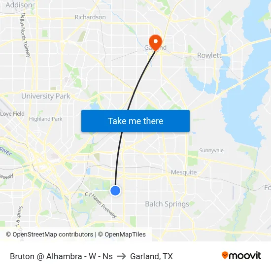 Bruton @ Alhambra - W - Ns to Garland, TX map